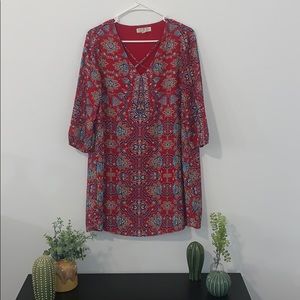 Red paisley dress